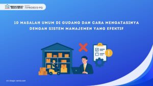 Pekerja gudang menggunakan sistem manajemen gudang berbasis digital untuk memantau stok barang secara real-time.